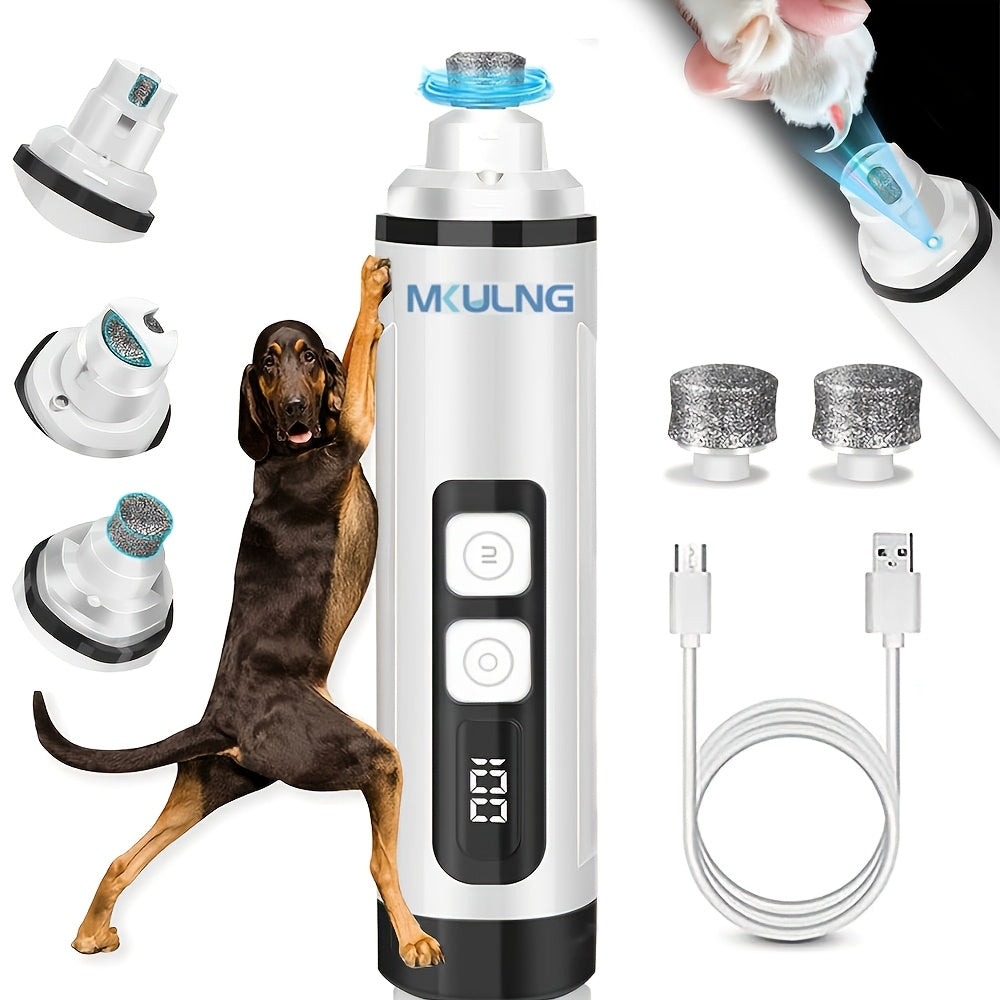 Quiet Dog Nail Grinder with LED Light – 3-Speed Rechargeable Electric Pet Nail Trimmer Kit, Painless Paw Grooming for Small Medium Large Dogs & Cats