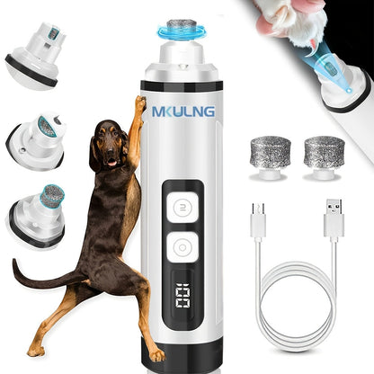 Quiet Dog Nail Grinder with LED Light – 3-Speed Rechargeable Electric Pet Nail Trimmer Kit, Painless Paw Grooming for Small Medium Large Dogs & Cats