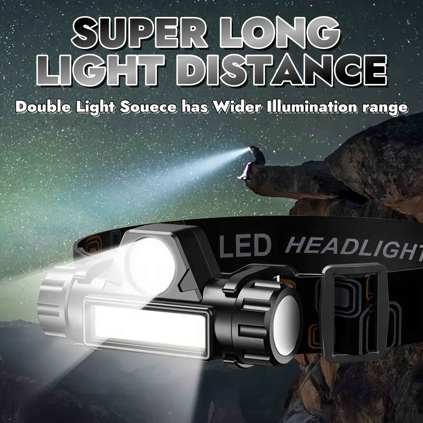 Rechargeable COB LED Headlamp 4-Pack – Super Bright USB Rechargeable Headlight with Magnetic Base, Long Range & COB Modes, Adjustable Hard Hat Clip, 500mAh Battery for Camping, Hiking, Fishing & Work