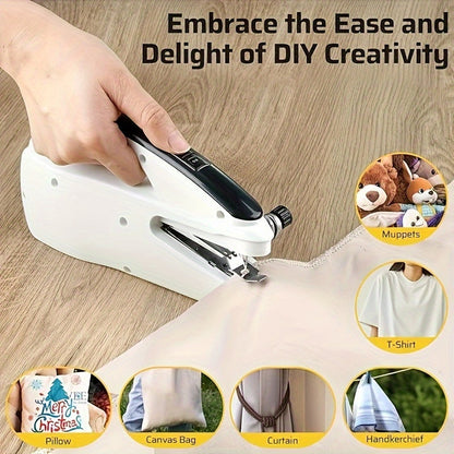 Handheld Sewing Machine Mini Portable - Easy Fast Stitch for Clothes, Fabric & DIY Repairs, Compact Electric Sewing Machine for Beginners, Home & Travel Use, Lightweight Cordless Design