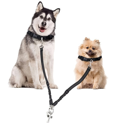 Dual Dog Car Seat Belt for 2 Dogs No-Tangle Headrest Restraint Adjustable Bungee Pet Safety Harness for Small Medium Large Dogs Car Travel