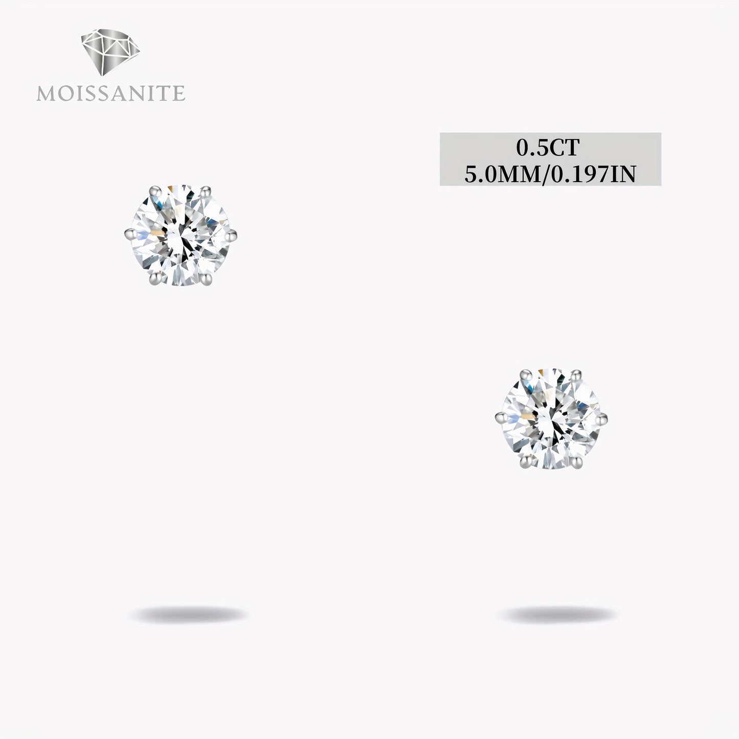 Moissanite Stud Earrings D Color VVS Brilliant Round Cut S925 Sterling Silver – 1CT to 10CT Options, Velvet Pouch & Polishing Cloth Included, Perfect Birthday, Christmas & Valentine’s Day Gift (4.25g)