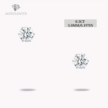 Moissanite Stud Earrings D Color VVS Brilliant Round Cut S925 Sterling Silver – 1CT to 10CT Options, Velvet Pouch & Polishing Cloth Included, Perfect Birthday, Christmas & Valentine’s Day Gift (4.25g)
