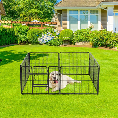 Dog Playpen 8 or 16 Panel DIY Metal Kennel with Door for Large Medium Small Dogs – 24 32 40 Inch Indoor Outdoor Puppy Pen Easy to Assemble & Move