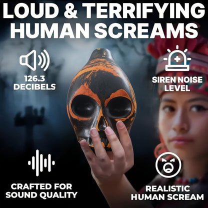 Aztec Death Whistle Handcrafted Ceramic Skull Musical Instrument Replica – Unique Gift for History Lovers, Collectors & Halloween Decor, No Batteries Required