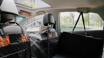 Dog Car Seat Cover Hard Bottom Back Seat Extender Holds 400 lbs – Dog Hammock Car Bed with Mesh Window & Storage Pockets for Cars SUVs Trucks All Breeds