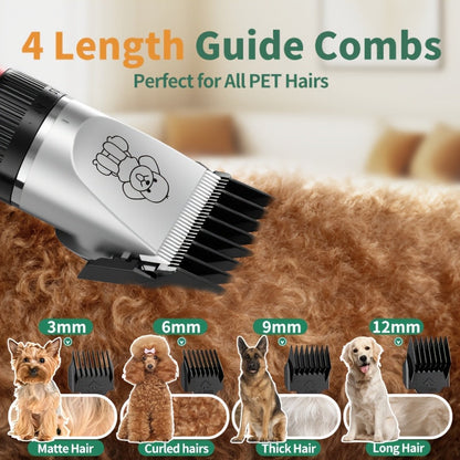 Dog Grooming Kit Wireless Low-Noise Electric Clippers – Rechargeable Lithium Battery, Thick Fur Trimmer with Scissors & Comb for Small & Large Dogs and Cats, Multiple Bundle Options