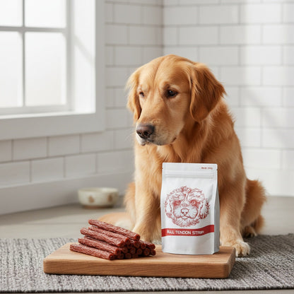 Dried Beef Tendon Dog Chews Natural High-Protein Jerky Treats & Chew Sticks for Training Rewards, All Breeds, 250g / 500g 2-Pack Options