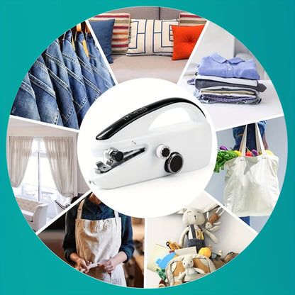 Handheld Sewing Machine Mini Portable - Easy Fast Stitch for Clothes, Fabric & DIY Repairs, Compact Electric Sewing Machine for Beginners, Home & Travel Use, Lightweight Cordless Design