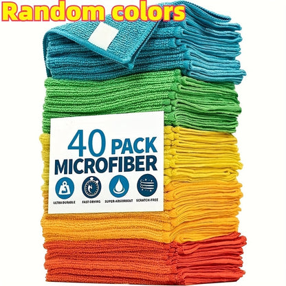 Microfiber Cleaning Cloths 10/20/40-Pack – Ultra-Fine Fiber Towels for Car Detailing, Dust Removal & Home Cleaning, Absorbent Multifunctional Cloths for Cars, RVs & House