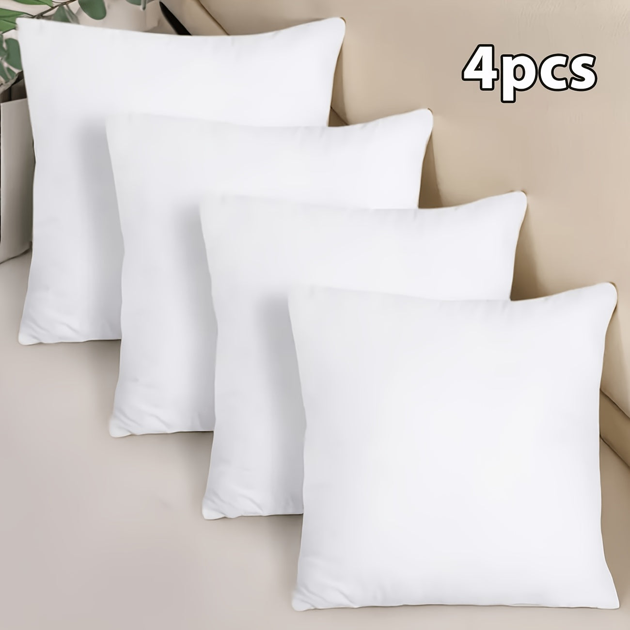 Square Pillow Inserts – Hypoallergenic New Fiber Fill, White Cushion Inserts for Sofa, Bed & Patio, 14–20 Inch, 1/2/4 Pack, Ideal for Bedroom, Living Room, Office & Outdoor Decor
