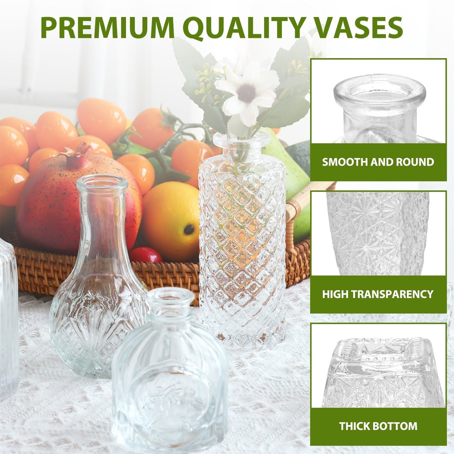 Glass Bud Vase Set of 18, Small Clear Glass Vases for Flowers, Mini Flower Vases in Bulk for Wedding Centerpieces, Rustic Home Table Decor, Dried Flowers, Floating Candles – Mother’s Day & Holiday Gift