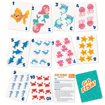 6-in-1 Kids Card Games Set with 6 Decks – Go Fish, Old Maid, Crazy Eights, Memory Match, Slap Jack & Animal Cards | Family Game Night for Ages 4+, Birthday & Christmas Gift, Stocking Stuffer