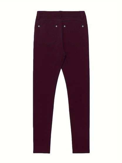 Women's High Waist Stretch Skinny Jeans Metal Button Street Style Slim Fit Denim Pants 10 Colors S-XXL Everyday Wear
