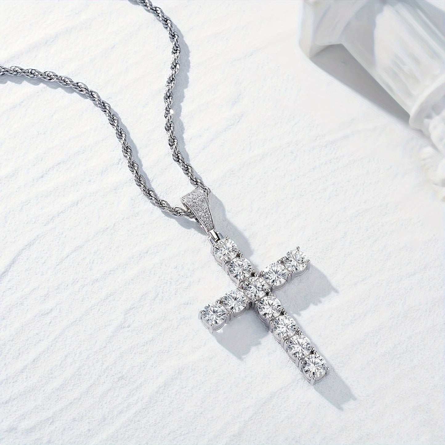 925 Sterling Silver Platinum-Plated Cross Pendant Necklace for Men – Hypoallergenic Hip Hop Luxury Style, Perfect Gift for Him, Banquets, Parties & Special Occasions