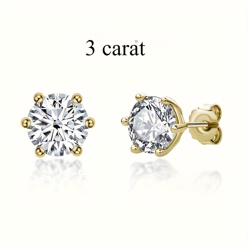 S925 Sterling Silver Moissanite Stud Earrings for Women – Vintage Elegant Style, 0.5CT 1CT 2CT 3CT, Gold & Silver, Daily Wear & Party Jewelry Gift