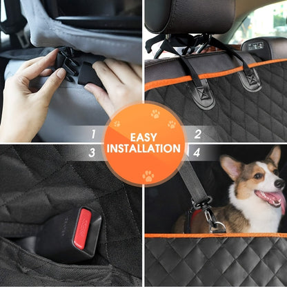 Dog Car Seat Cover Pet Hammock – Scratchproof Nonslip Backseat Protector with 4 Storage Bags & Side Flaps for Cars, Trucks & SUVs