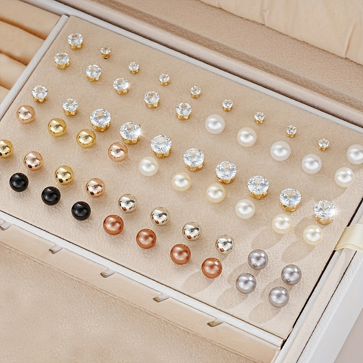 108pcs Earring Set for Women Mixed Pearl Rhinestone Metallic Geometric Stud Earrings & Hoop Earrings - Boho Fashion Jewelry Set for Daily Wear Vacation Date Party Gift