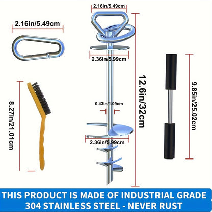 Heavy Duty Dog Stake Tie Out – 304 Stainless Steel Spiral Ground Anchor with 360° Swivel, Anti-Tangle, Holds Up to 200 lbs, for Camping, Beach & Yard Use