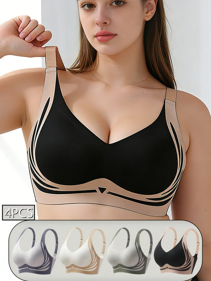 4 Pack Anti-Gravity Lifting Nubra Adhesive Bra for Women – Wireless Invisible Backless Bra, Breathable Skin-Friendly No-Gather Design, Light Luxury Underwear, Sizes L & XXL