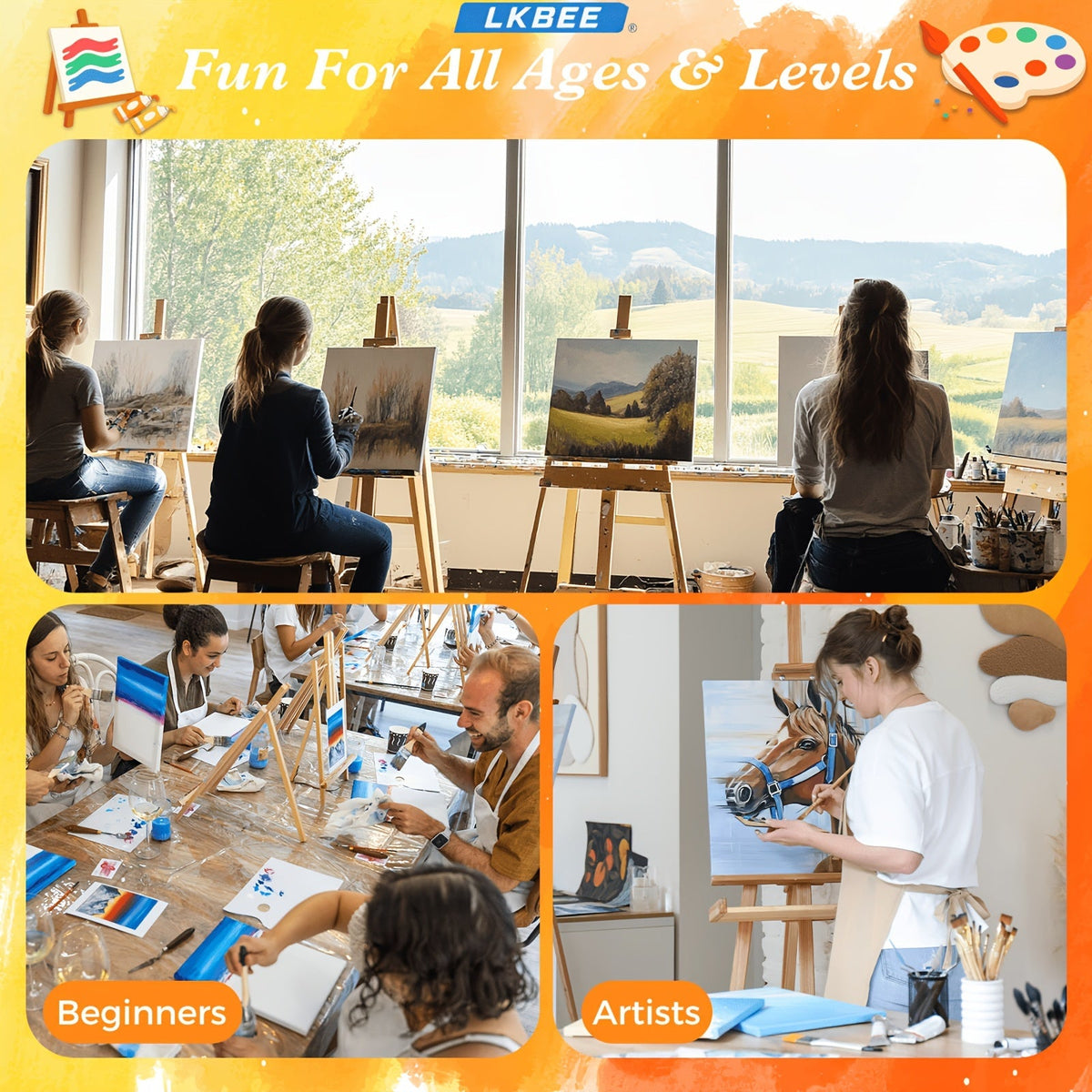 Stretched Canvas Board Set Round & Square Multi-Size Combo – 5 to 20 Piece Packs in 10x10, 11x14, 12x12, 16x16 & More – Ideal for Acrylic Pouring, Wet-on-Wet, Oil Painting & Classroom Teaching