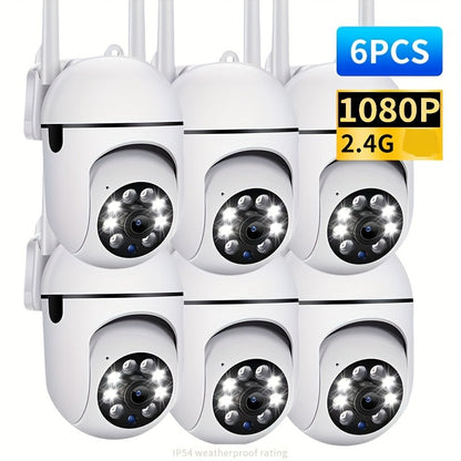 6-Pack 1080P Full HD WiFi Security Camera with 355° Panoramic Rotation, Night Vision, Two-Way Audio & Motion Detection – Wireless Indoor Home Security Camera, USB Powered, Smartphone Compatible