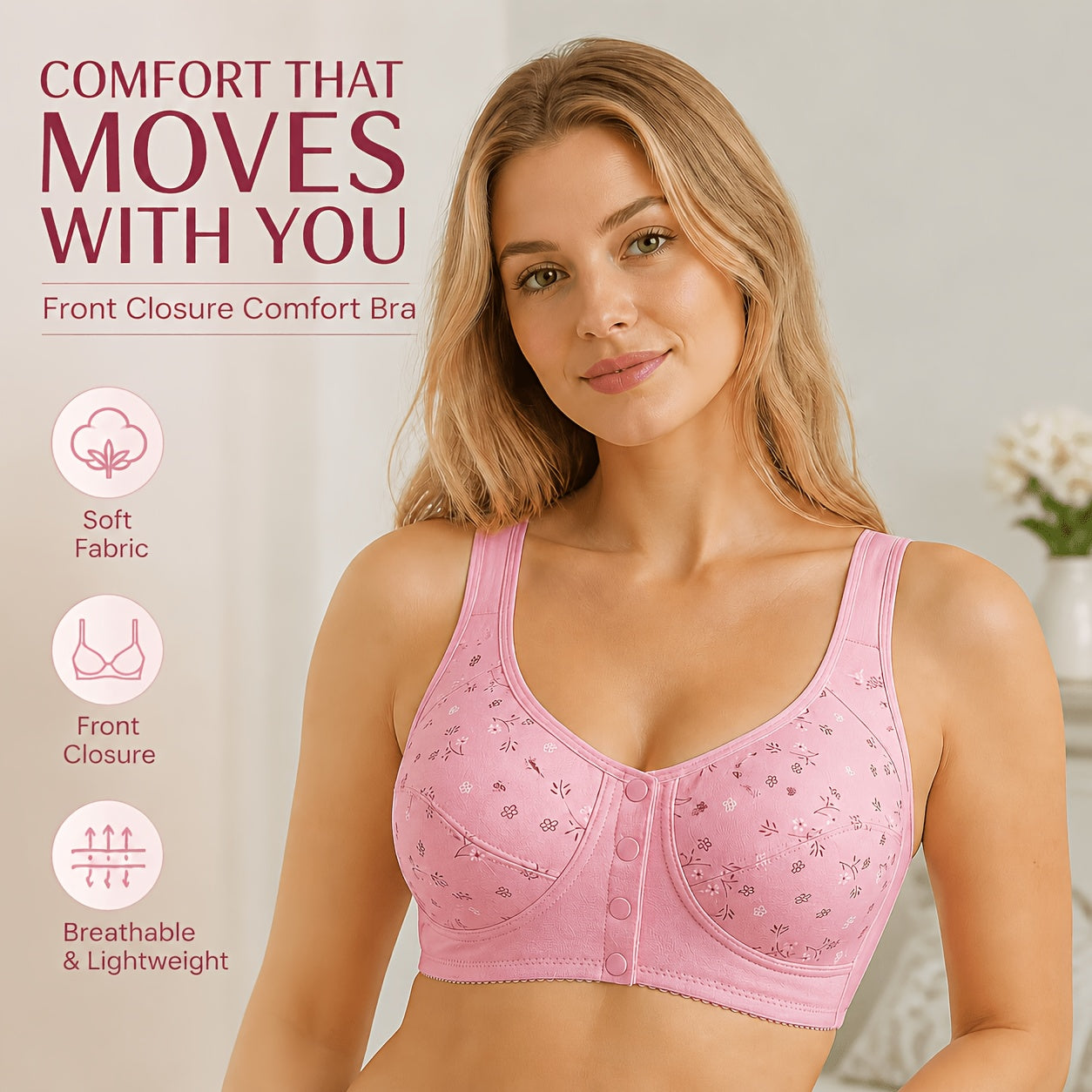 7 Pack Seamless Wireless Bra Set for Women – Soft Front Button Bralettes, No Underwire, Comfortable & Breathable for Daily Wear, Yoga, Travel & Festivals, Sizes S-XXL