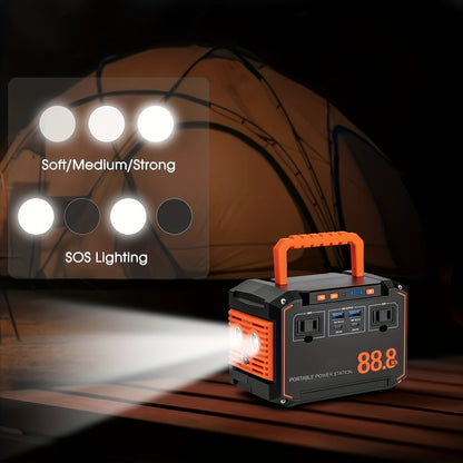88.8Wh Portable Solar Generator Power Station with 30W Solar Panel – 24000mAh AC/DC/USB-C Backup Battery for Camping, Emergency, CPAP, Fans, Laptops & Outdoor Home Use – Solar Panel Optional