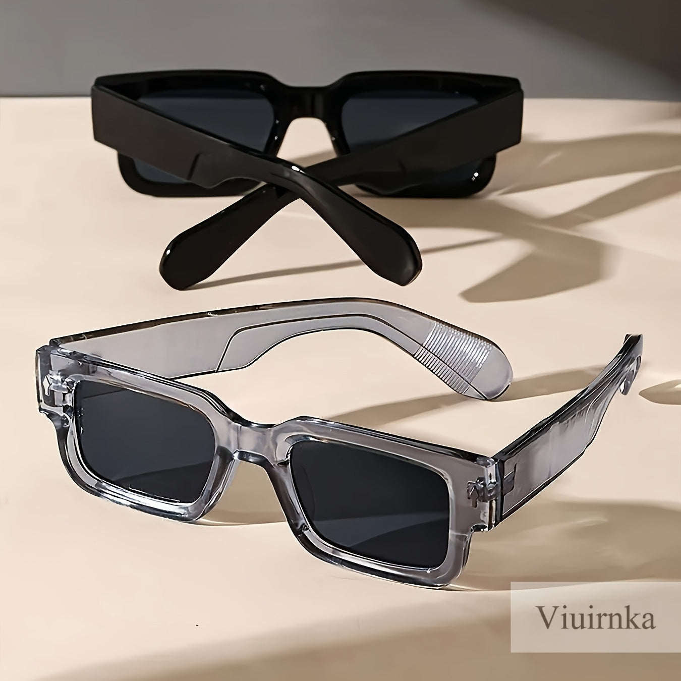 Chunky Square Retro Fashion Glasses 2-Pack - Bold Thick Frame UV400 Eyewear for Men Women, Nightlife Parties, Raves, Festivals, Halloween Costumes & Everyday Statement Look