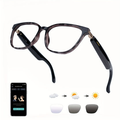 AI Smart Glasses Real-Time Translation 160+ Languages ChatGPT System Bluetooth 5.3 Built-in Mic Speaker – HD Voice Calls HiFi Music Smart Audio Glasses Unisex Men Women