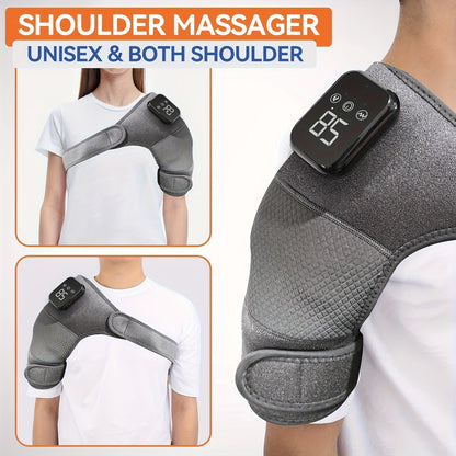 Cordless Shoulder Heating Massager with Vibration – 3 Heat & 3 Vibration Levels, LED Touch Screen, Electric Heating Pad for Shoulder, Elbow & Knee Pain Relief, Gift for Parents & Father’s Day