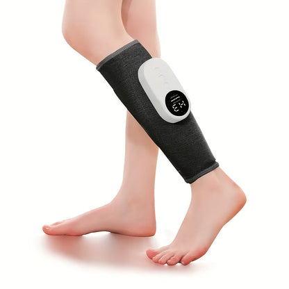 Cordless Air Compression Leg Massager 3 Intensities Calf Thigh Foot Knee Relief Rechargeable Portable Massager for Home Office Travel Gray Black
