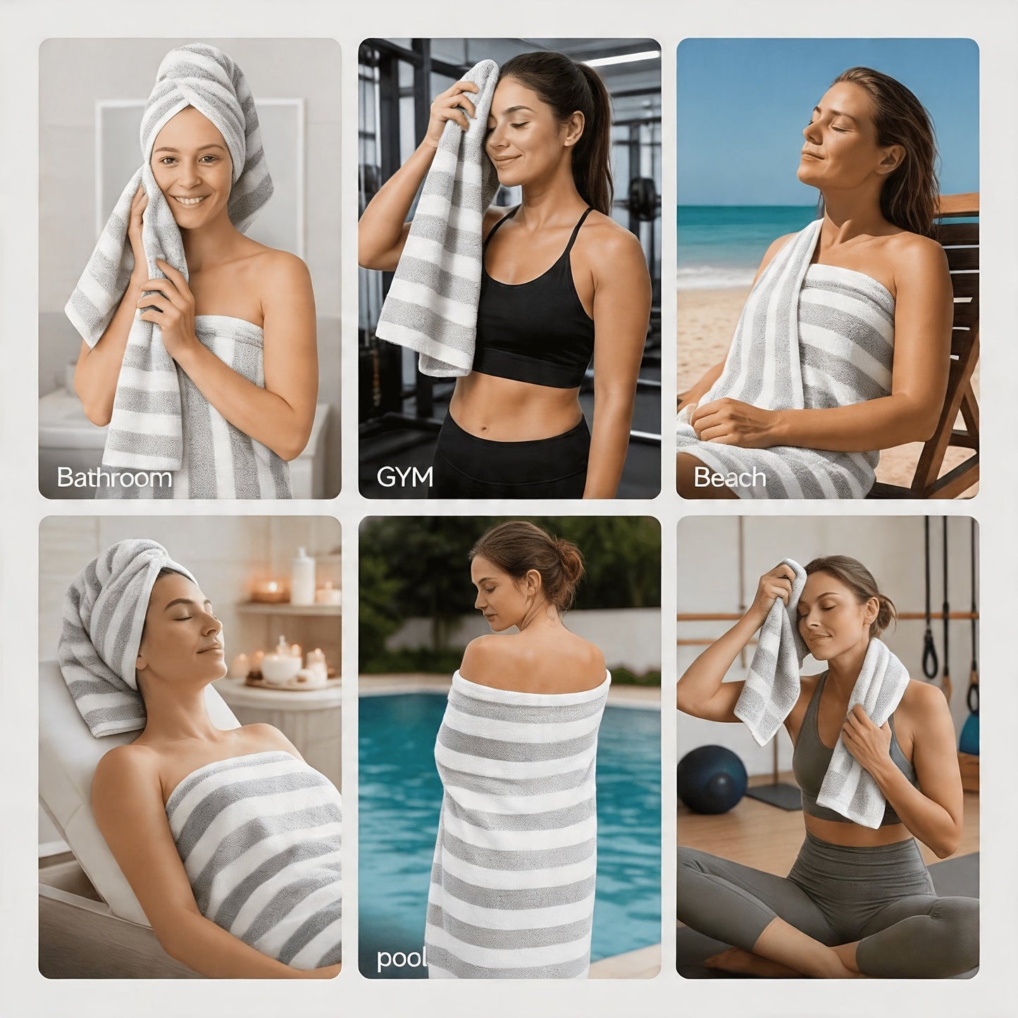 Striped Bath Towel Set Absorbent Quick-Dry Super Soft Skin-Friendly 27.6x55.1 Inch for Home Bathroom Beach – Available in 1 or 4 Pack Multiple Colors