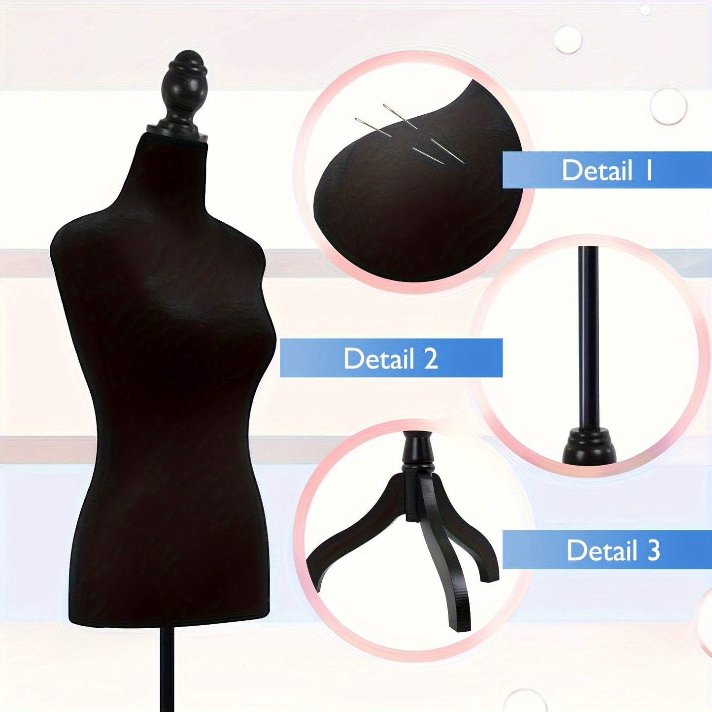 Dress Form Mannequin Torso with Tripod Stand, Adjustable Height 50-63 Inch, Portable Female Body Form for Sewing, Clothing Display, Fashion Design & Photography – 4 Colors Available