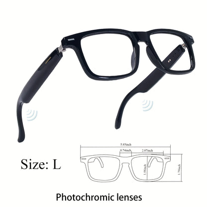 AI Smart Glasses with Real-Time 160-Language Translation, GPT Chat Assistant, Bluetooth 5.2 Audio, Hands-Free Calling, Music Playback, Photochromic & Anti-Blue Light Lenses – Unisex Wearable Tech
