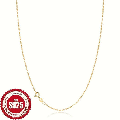18K Gold Plated 925 Sterling Silver Cable Chain Necklace for Women 1.2mm Thin Dainty Sturdy Layering Necklace 16 18 20 22 24 Inches