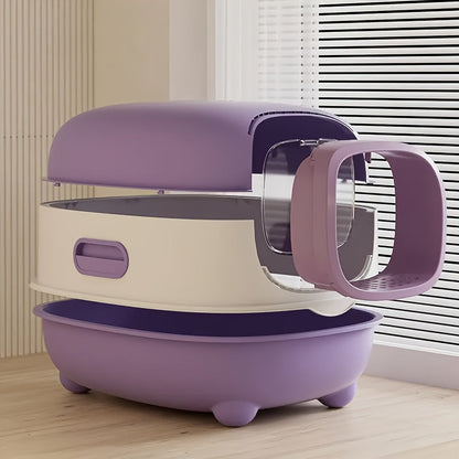 Covered Cat Litter Box – Spacious Fully Enclosed Design with Scoop, Spill Prevention & Odor Control, Easy to Clean & Store, Ideal for All Cats