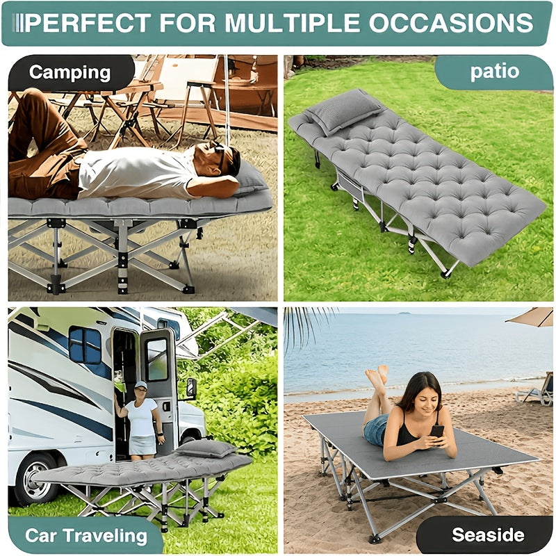 Heavy Duty Folding Camping Cot with Mattress for Adults – 500/600/700 LBS Capacity, Portable Outdoor Bed with Carrying Bag for Tents, Camping & Travel – 3 Models, 3 Colors