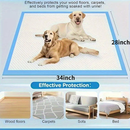 Super Absorbent Dog Pee Pads 80 and 100 Pack Enlarged Thickened - Leak-Proof Odor Control Training Pads 28x34 Inch for Medium and Large Dogs, Must-Have for Home Camping and Travel