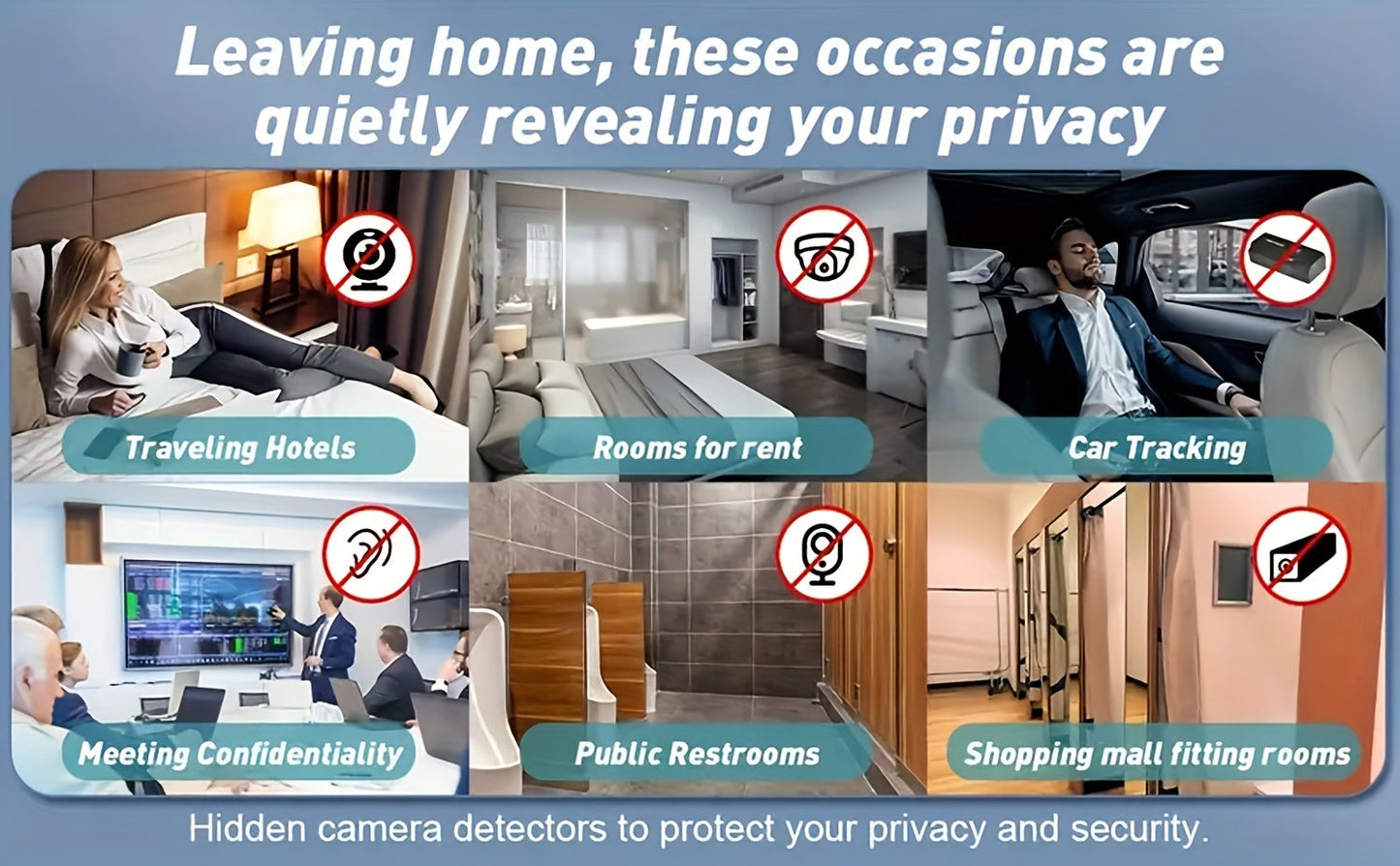Hidden Camera Detector Anti Spy RF Signal Scanner – Bug Detector, GPS Tracker & Listening Device Finder, Portable Rechargeable Multi-Function Security Sweeper for Travel, Hotel, Home, Office, Car