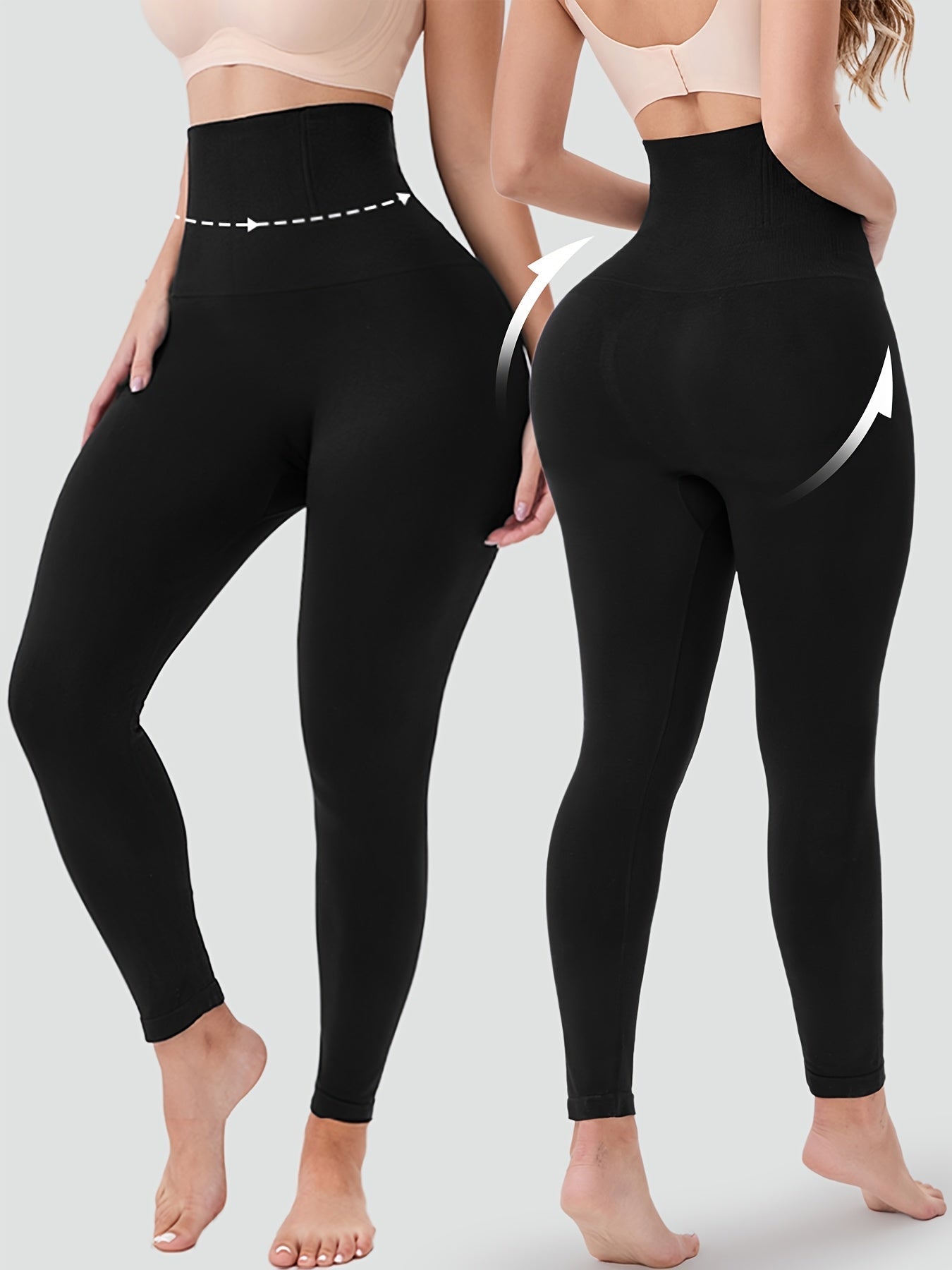 Butt Lifting Capri Leggings for Women – High Waist Tummy Control Yoga Pants, Squat Proof Stretchy Shaping Workout Capri, Apricot & Black