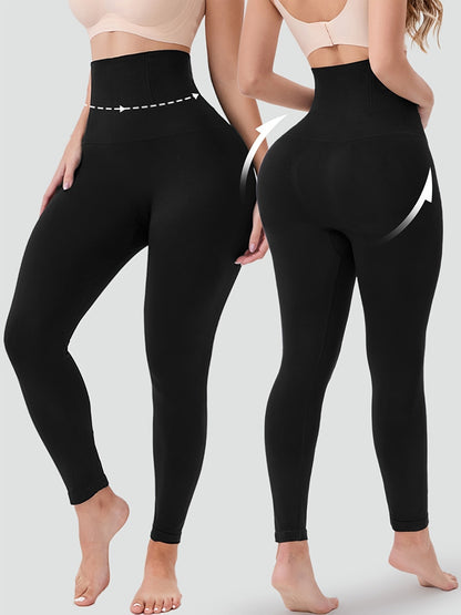 Butt Lifting Capri Leggings for Women – High Waist Tummy Control Yoga Pants, Squat Proof Stretchy Shaping Workout Capri, Apricot & Black