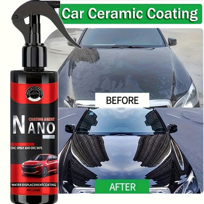 Liquid Ceramic Coating 6.76oz with Applicator Sponge - Automotive Paint Protection, Hydrophobic Glass Treatment, High Gloss Enhancement and Surface Rejuvenation for Cars, Trucks and SUVs