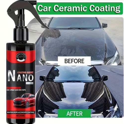 Liquid Ceramic Coating 6.76oz with Applicator Sponge - Automotive Paint Protection, Hydrophobic Glass Treatment, High Gloss Enhancement and Surface Rejuvenation for Cars, Trucks and SUVs