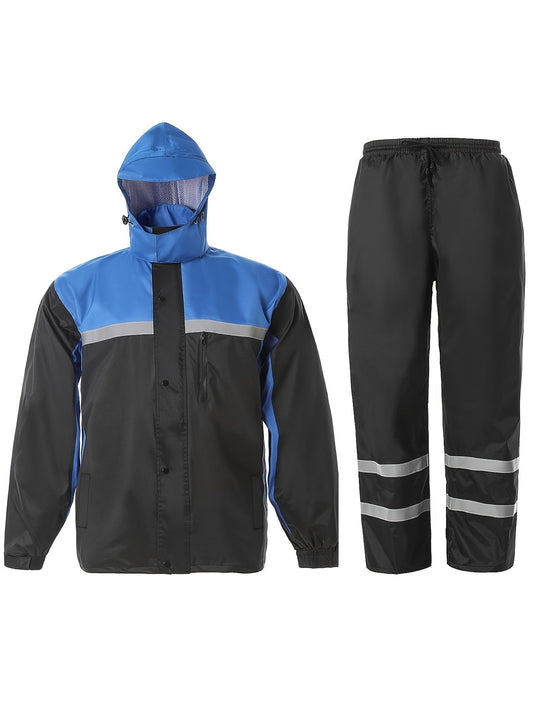 Men's High Visibility Reflective Rain Suit – Waterproof Rain Jacket & Pants Set for Work, Fishing, Farming, Motorcycle, Outdoor Sports – Hi-Vis Safety Rainwear for Men, Sizes S-XXL