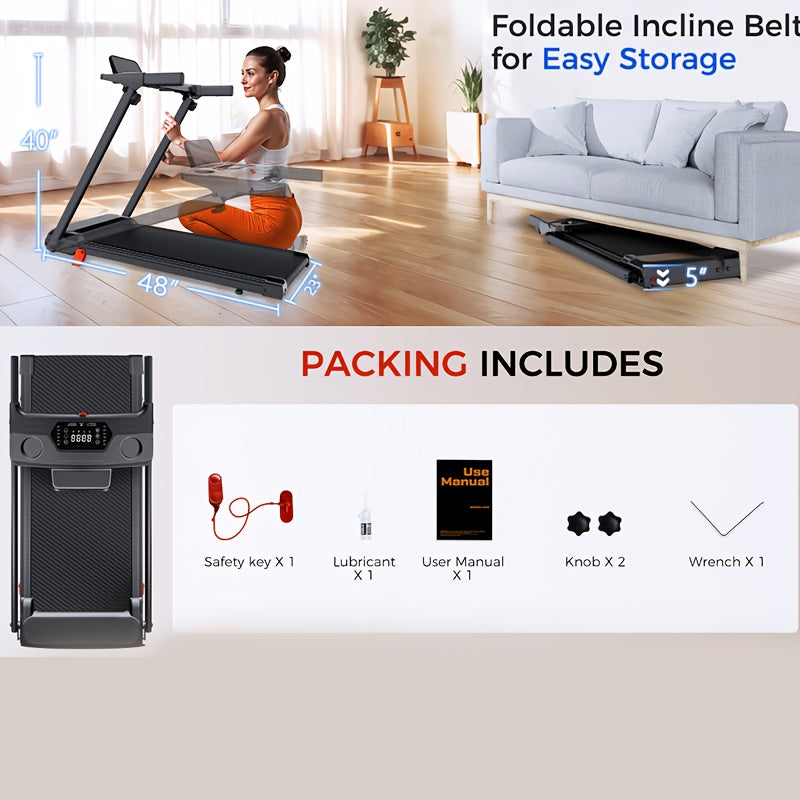 3-in-1 Foldable Treadmill with 14% Incline – Portable Home Treadmill with Handle, 300 LBS Capacity, 3.0HP Quiet Motor, Walk Jog Run Modes, Compact Walking Pad for Home Gym