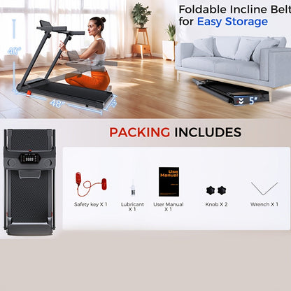 3-in-1 Foldable Treadmill with 14% Incline – Portable Home Treadmill with Handle, 300 LBS Capacity, 3.0HP Quiet Motor, Walk Jog Run Modes, Compact Walking Pad for Home Gym