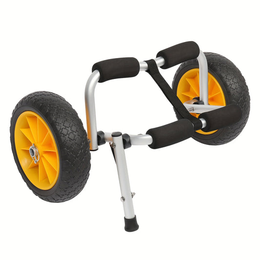 Bonnlo Portable Kayak Trolley Cart Collapsible Cast Aluminum Alloy with 10" Solid Wheels - Fits Canoes, Paddle Boards, Jon Boats, Float Mats & Watercraft Transport