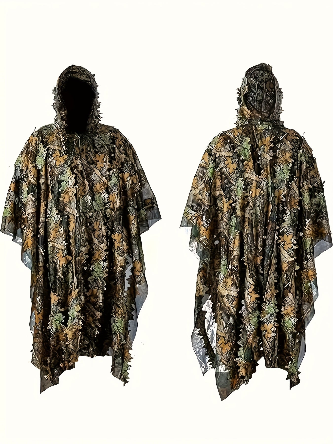 3D Maple Leaf Camouflage Ghillie Suit with Net Hood - One Size Fits S-XL Camo Hunting Suit for Deer Turkey Hunting Bird Watching Airsoft Paintball Survival Games Wildlife Photography (Fern Green)