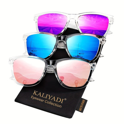 KALIYADI Women's Polarized Sunglasses 3-Pack – Trendy Fashion Shades for Shopping Street Photography Decoration, UV Protection Stylish Eyewear Gift Set in Multiple Color Combinations